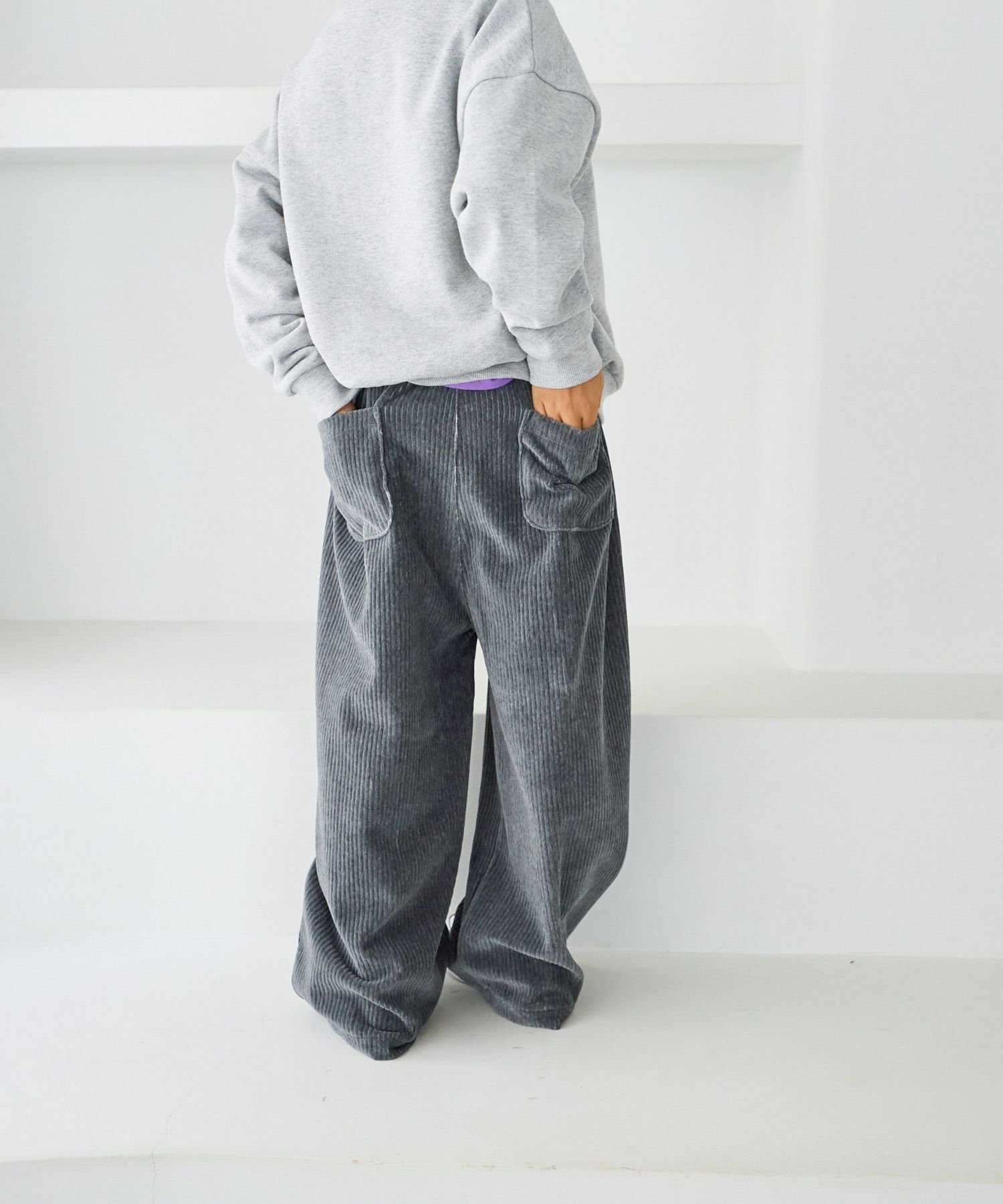 【ローリーズファーム/LOWRYS FARM / KIDS】のコーデュロイパンツ インテリア・キッズ・メンズ・レディースファッション・服の通販 founy(ファニー) 　ファッション　Fashion　キッズファッション　KIDS　ボトムス　Bottoms/Kids　コーデュロイ　Corduroy　スウェット　Sweat　ストレート　Straight　リラックス　Relax　ワイド　Wide　冬　Winter　グレー18|ID: prp329100004253183 ipo3291000000029526311