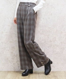 【アクシーズファム/axes femme】の裾釦起毛チェックワイドパンツ 人気、トレンドファッション・服の通販 founy(ファニー) ファッション Fashion レディースファッション WOMEN パンツ Pants おすすめ Recommend ストレート Straight センター Center チェック Check フェミニン Feminine ワイド Wide |ID:prp329100004253491