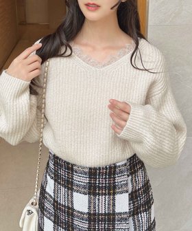 【イング/INGNI】 7G畦もちもちラメレース付ニット人気、トレンドファッション・服の通販 founy(ファニー) ファッション Fashion レディースファッション WOMEN トップス・カットソー Tops/Tshirt ニット Knit Tops ガーリー Girly ドッキング Docking フェミニン Feminine レース Race エレガント 上品 Elegant 畦 Ridge |ID:prp329100004253935