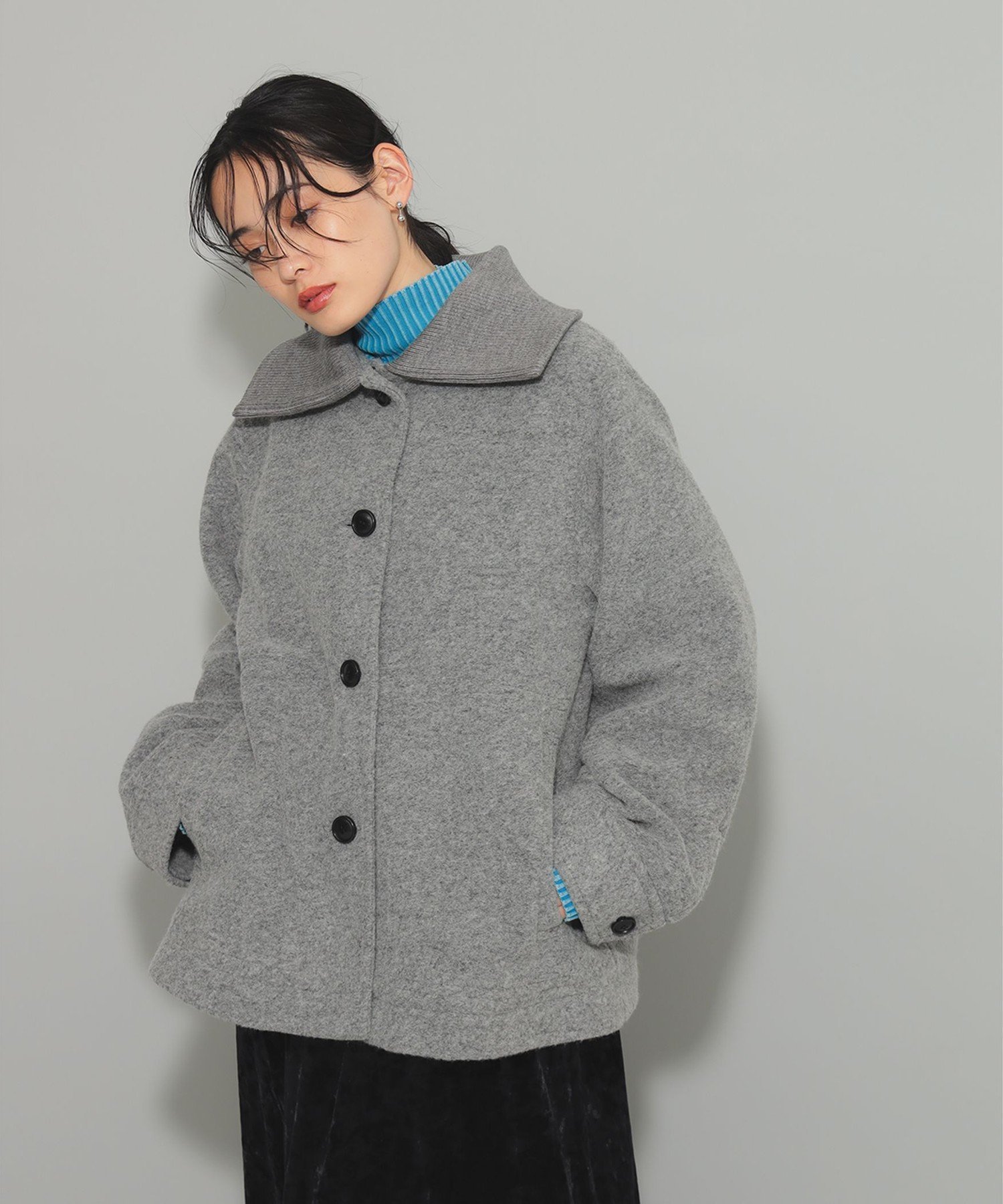 【ビームス ウイメン/BEAMS】の【11/28 23 59まで10%OFF】リブ襟 ハーフ コート ミドル インテリア・キッズ・メンズ・レディースファッション・服の通販 founy(ファニー) 　ファッション　Fashion　レディースファッション　WOMEN　アウター　Coat Outerwear　コート　Coats　人気　Popularity　ハーフ　Half　フロント　Front　ミドル　Middle　メランジ　Melange　おすすめ　Recommend　旅行　Travel　GREY|ID: prp329100004254210 ipo3291000000029537685