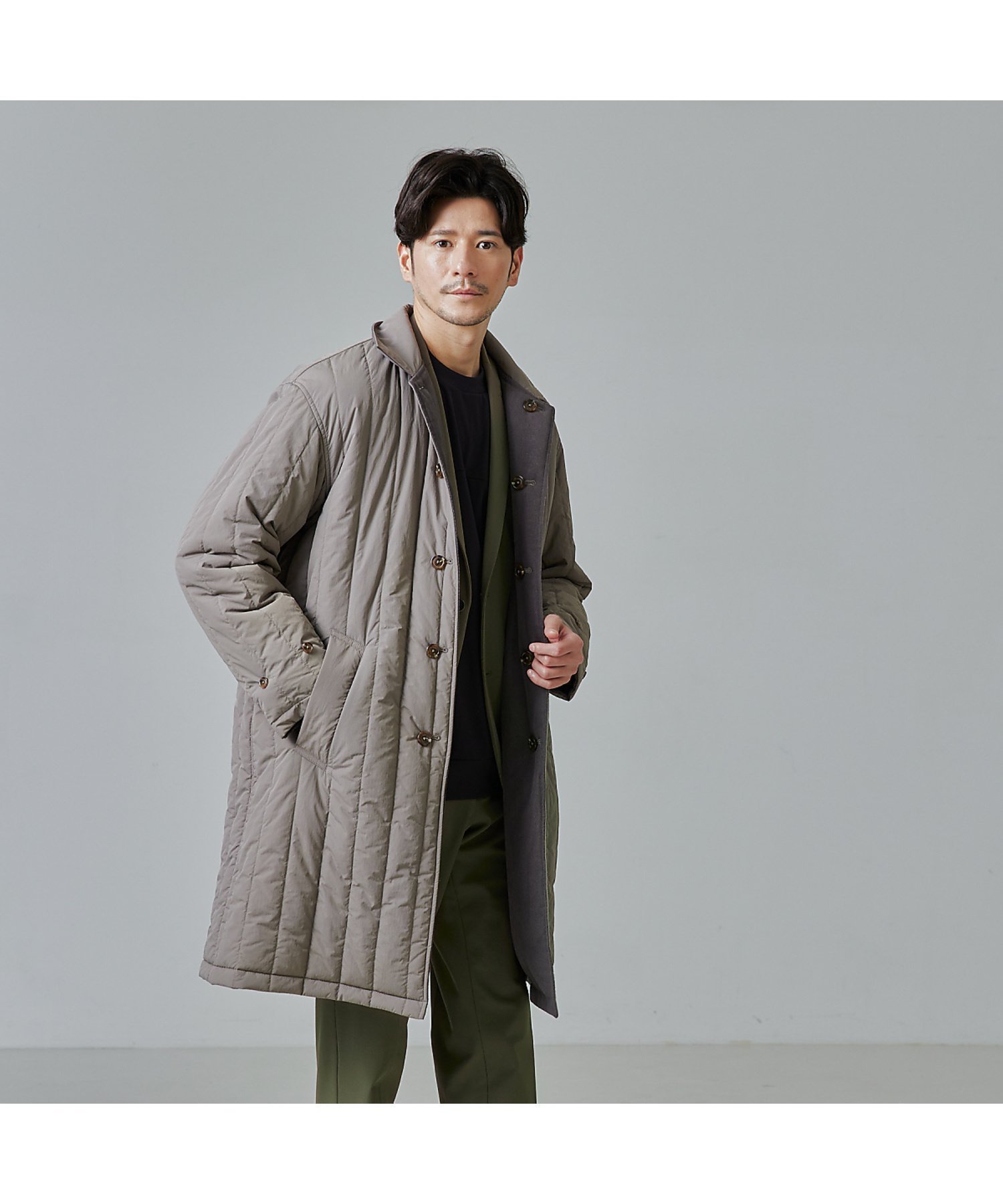 【アバハウス/ABAHOUSE / MEN】の【リバーシブル着用可】バーティカル パデット ステンカラーコート / バルマカー インテリア・キッズ・メンズ・レディースファッション・服の通販 founy(ファニー) 　ファッション　Fashion　メンズファッション　MEN　キルト　Quilt　セットアップ　Set Up　ピーチ　Peach　リバーシブル　Reversible　ワッシャー　Washer　ビジネス 仕事 通勤　Business　ベージュ|ID: prp329100004255083 ipo3291000000029547705