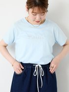 【エヘカソポ/ehka sopo】の刺繍ロゴTシャツ 人気、トレンドファッション・服の通販 founy(ファニー) ファッション Fashion レディースファッション WOMEN トップス・カットソー Tops/Tshirt シャツ/ブラウス Shirts/Blouses ロング / Tシャツ T-Shirts シンプル Simple フェイス Face ラウンド Round thumbnail サックスブルー|ID: prp329100004255473 ipo3291000000029553825