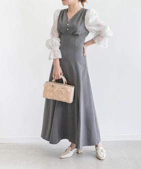 【ランダ/RANDA】のパフスリーブレースアップワンピース 人気、トレンドファッション・服の通販 founy(ファニー) ファッション Fashion レディースファッション WOMEN ワンピース Dress エレガント 上品 Elegant ギャザー Gather シアー Sheer シューズ Shoes スリーブ Sleeve ドッキング Docking パール Pearl |ID:prp329100004257376