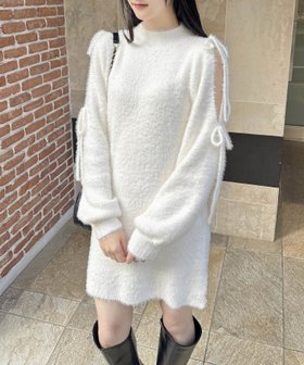 【イング/INGNI】の7Gフェザー肩開きリボンニットOP 人気、トレンドファッション・服の通販 founy(ファニー) ファッション Fashion レディースファッション WOMEN トップス・カットソー Tops/Tshirt ニット Knit Tops フェザー Feather リボン Ribbon |ID:prp329100004257381