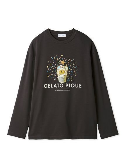 【ジェラート ピケ/gelato pique】の【HOMME】インレーソフトクリームベアプリントロンT インテリア・キッズ・メンズ・レディースファッション・服の通販 founy(ファニー) 　ファッション　Fashion　レディースファッション　WOMEN　トップス・カットソー　Tops/Tshirt　ロング / Tシャツ　T-Shirts　パーティ　Party　プリント　Print　ホリデーシーズン　Holiday　メンズ　Mens　モチーフ　Motif　ロング　Long　DGRY[008]|ID: prp329100004259051 ipo3291000000029578526