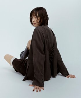 【ビームス ウイメン/BEAMS】のRBS / バック レースアップ ジャケット 人気、トレンドファッション・服の通販 founy(ファニー) ファッション Fashion レディースファッション WOMEN アウター Coat Outerwear ジャケット Jackets おすすめ Recommend シェイプ Shape ジャケット Jacket ストライプ Stripe セットアップ Set Up ヘリンボーン Herringbone レース Race エレガント 上品 Elegant |ID:prp329100004260557