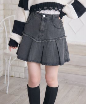 【レトロガール/RETRO GIRL】の切替フリンジプリーツミニSK 人気、トレンドファッション・服の通販 founy(ファニー) ファッション Fashion レディースファッション WOMEN スカート Skirt おすすめ Recommend デニム Denim トレンド Trend フリンジ Fringe プリーツ Pleats 切替 Switching 定番 Standard |ID:prp329100004260621