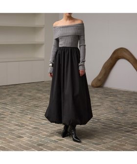 【ミエリインヴァリアント/MIELIINVARIANT】のOff Shoulder Balloon Mix Onepiece 人気、トレンドファッション・服の通販 founy(ファニー) ファッション Fashion レディースファッション WOMEN シンプル Simple ドッキング Docking バルーン Balloon フレア Flare 夏 Summer 楽ちん Easy |ID:prp329100004261375