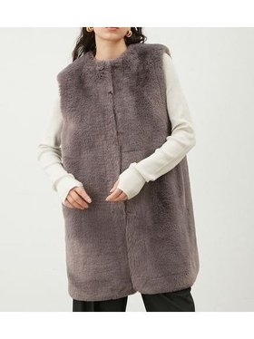 【ミラオーウェン/Mila Owen】 ノーカラーロングファーベスト人気、トレンドファッション・服の通販 founy(ファニー) ファッション Fashion レディースファッション WOMEN アウター Coat Outerwear トップス・カットソー Tops/Tshirt ベスト/ジレ Gilets/Vests クール Cool スウェード Suede タートル Turtle フェイクファー Faux Fur フロント Front ベスト Vest ボトム Bottom ボンディング Bonding リアル Real ロング Long |ID:prp329100004262197