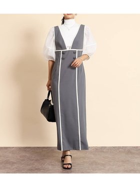 【ヴァン/Vin】のパイピングデザインIラインジャンパースカート 人気、トレンドファッション・服の通販 founy(ファニー) ファッション Fashion レディースファッション Ladies' Fashion Online スカート Skirt インナー Inner ショルダー Shoulder ストレッチ Stretch ノースリーブ No Sleeve ロング Long |ID:prp329100004262454