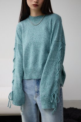 【アズール バイ マウジー/AZUL by moussy】のスリーブレースアップニット 人気、トレンドファッション・服の通販 founy(ファニー) ファッション Fashion レディースファッション WOMEN トップス・カットソー Tops/Tshirt ニット Knit Tops 2024年 2024 2024-2025秋冬・A/W Aw/Autumn/Winter/Fw/Fall/2024-2025 A/W・秋冬 Aw・Autumn/Winter・Fw・Fall-Winter おすすめ Recommend クロップド Cropped スリーブ Sleeve デニム Denim トレンド Trend ミックス Mix レース Race ロング Long |ID:prp329100004263319