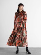 【ラシュッド/LASUD】のアートペイントティアードワンピース オレンジ|ID: prp329100004268494 ipo3291000000031758141