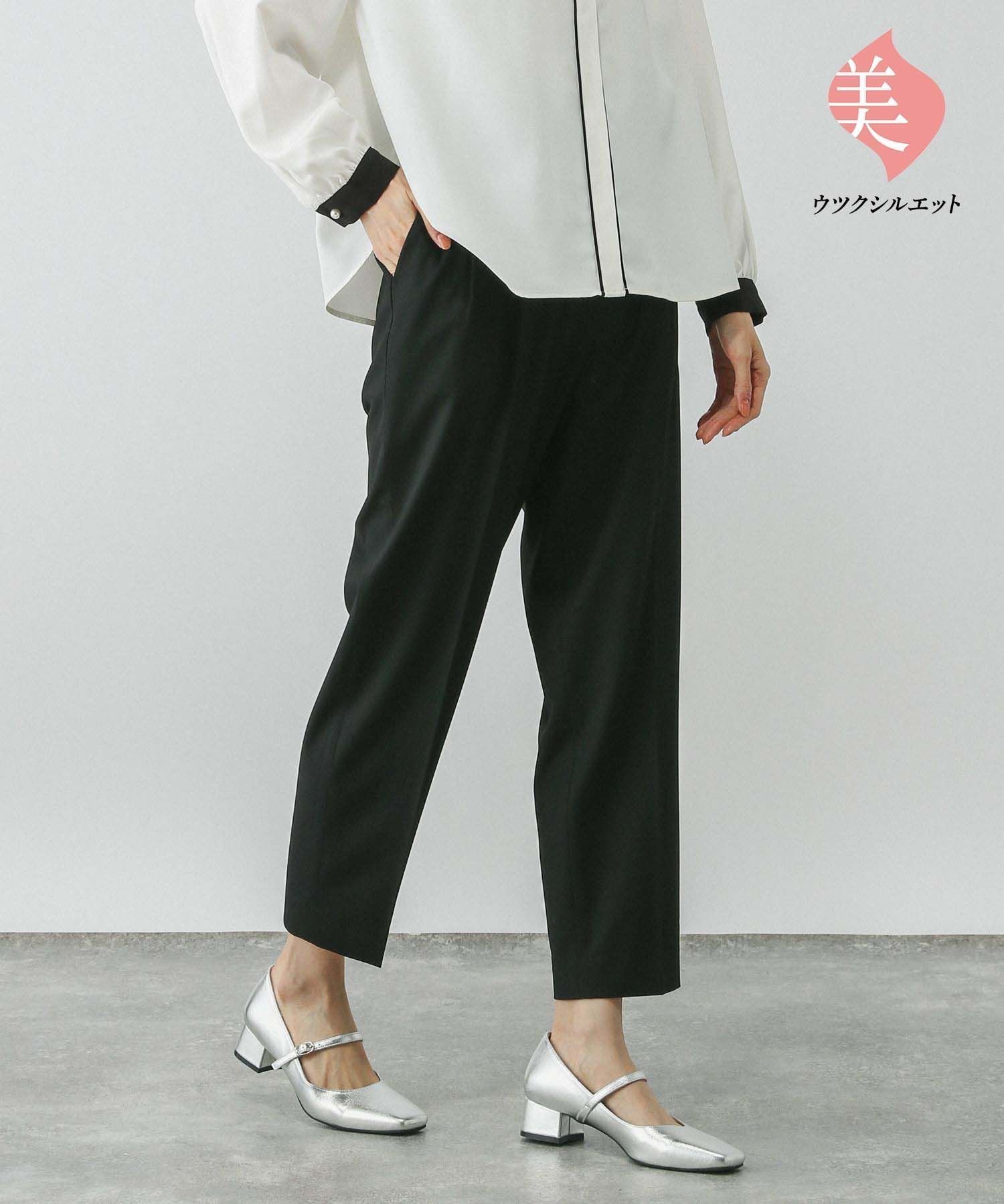 【グローバルワーク/GLOBAL WORK】のウツクシルエットテーパードパンツ/133595 インテリア・キッズ・メンズ・レディースファッション・服の通販 founy(ファニー) 　ファッション　Fashion　レディースファッション　WOMEN　パンツ　Pants　ストレッチ　Stretch　フロント　Front　人気　Popularity　ブラック09|ID: prp329100004269731 ipo3291000000031673144