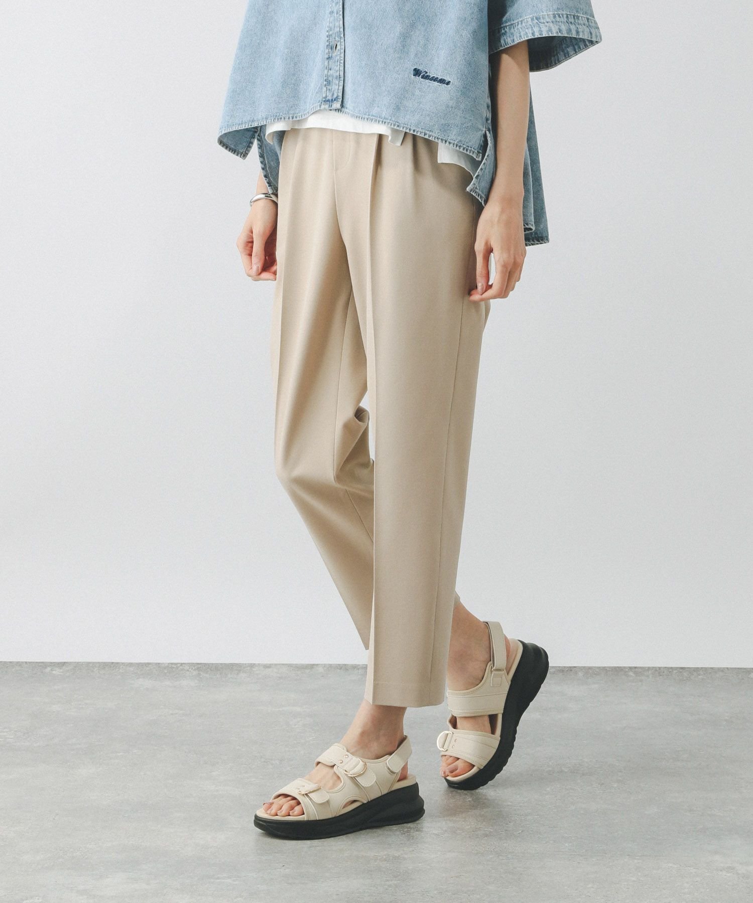 【グローバルワーク/GLOBAL WORK】のウツクシルエットテーパードパンツ/133595 インテリア・キッズ・メンズ・レディースファッション・服の通販 founy(ファニー) 　ファッション　Fashion　レディースファッション　Ladies' Fashion Online　パンツ　Pants　ストレッチ　Stretch　フロント　Front　人気　Popularity　ベージュ52|ID: prp329100004269731 ipo3291000000032604519