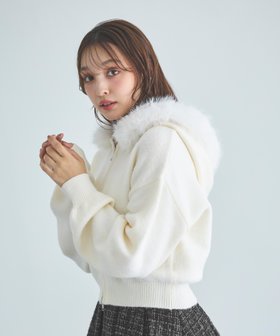 【イング/INGNI】の7Gファー付ニットパーカー 人気、トレンドファッション・服の通販 founy(ファニー) ファッション Fashion レディースファッション WOMEN トップス・カットソー Tops/Tshirt ニット Knit Tops パーカ Sweats A/W・秋冬 Aw・Autumn/Winter・Fw・Fall-Winter インナー Inner ガーリー Girly ダウン Down パーカー Hoodie フェミニン Feminine ベーシック Basic 秋 Autumn/Fall |ID:prp329100004279182