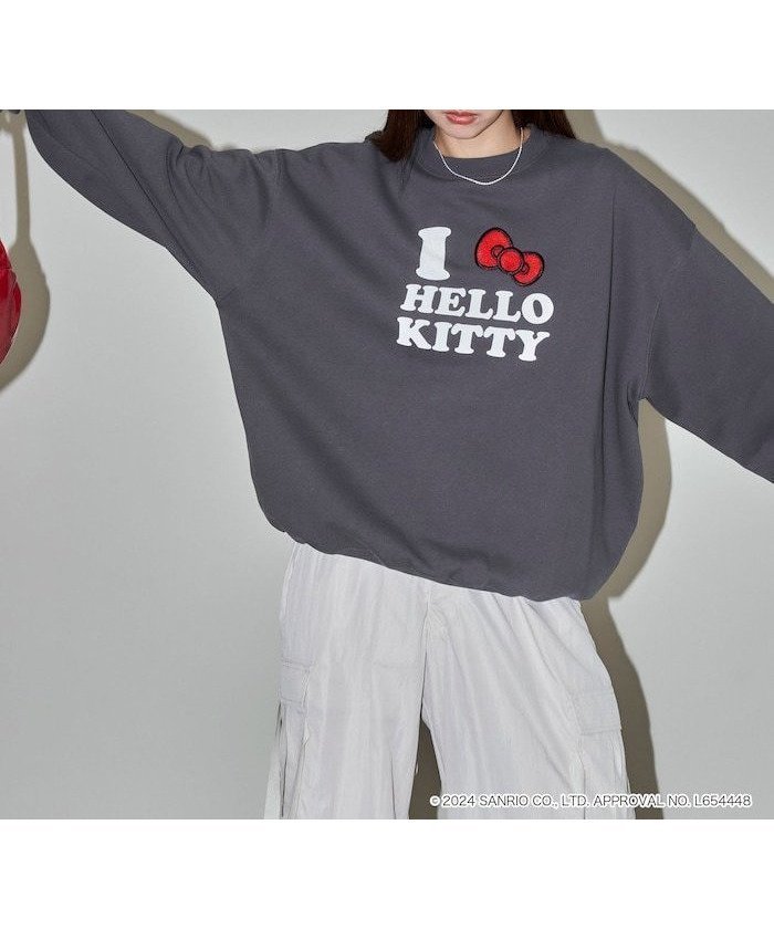 【フリークスストア/FREAK'S STORE】のHELLO KITTY/ハローキティ ロゴ リボン 刺繍スウェット 限定展開 24AW インテリア・キッズ・メンズ・レディースファッション・服の通販 founy(ファニー) 　ファッション　Fashion　レディースファッション　WOMEN　トップス・カットソー　Tops/Tshirt　パーカ　Sweats　スウェット　Sweat　2024年　2024　2024-2025秋冬・A/W　Aw/Autumn/Winter/Fw/Fall/2024-2025　冬　Winter　おすすめ　Recommend　シンプル　Simple　スウェット　Sweat　ダメージ　Damage　デニム　Denim　バレエ　Ballet　フレア　Flare　プリント　Print　ミニスカート　Mini Skirt　モチーフ　Motif　リボン　Ribbon　A/W・秋冬　Aw・Autumn/Winter・Fw・Fall-Winter　チャコールグレー|ID: prp329100004279220 ipo3291000000030516997