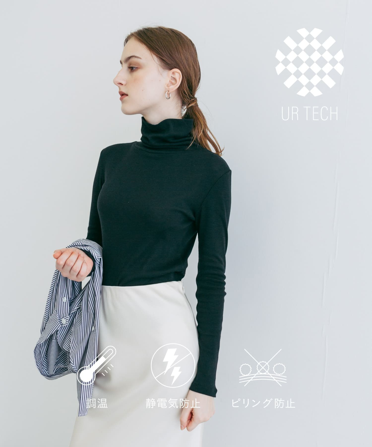 【アーバンリサーチ/URBAN RESEARCH】の『UR TECH』タートルネックロングTシャツ インテリア・キッズ・メンズ・レディースファッション・服の通販 founy(ファニー) 　ファッション　Fashion　レディースファッション　WOMEN　トップス・カットソー　Tops/Tshirt　シャツ/ブラウス　Shirts/Blouses　ロング / Tシャツ　T-Shirts　タートルネック　Turtleneck　インナー　Inner　カットソー　Cut And Sew　キャミソール　Camisole　タンク　Tank　タートルネック　Turtleneck　ベスト　Vest　ルーズ　Loose　ロング　Long　BLACK|ID: prp329100004280386 ipo3291000000030047322