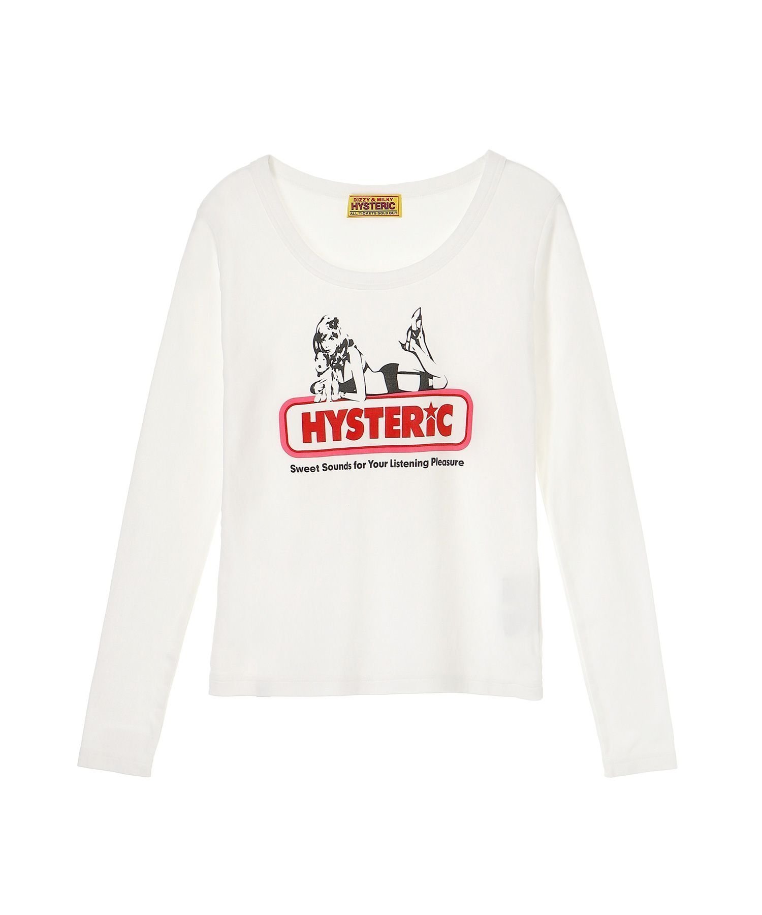 【ヒステリックグラマー/HYSTERIC GLAMOUR】のSWEET SOUNDS チビTシャツ インテリア・キッズ・メンズ・レディースファッション・服の通販 founy(ファニー) 　ファッション　Fashion　レディースファッション　WOMEN　トップス・カットソー　Tops/Tshirt　シャツ/ブラウス　Shirts/Blouses　ロング / Tシャツ　T-Shirts　おすすめ　Recommend　コンパクト　Compact　ジーンズ　Jeans　ストレート　Straight　フロント　Front　ボトム　Bottom　リラックス　Relax　ルーズ　Loose　ワイド　Wide　白|ID: prp329100004282357 ipo3291000000029734386