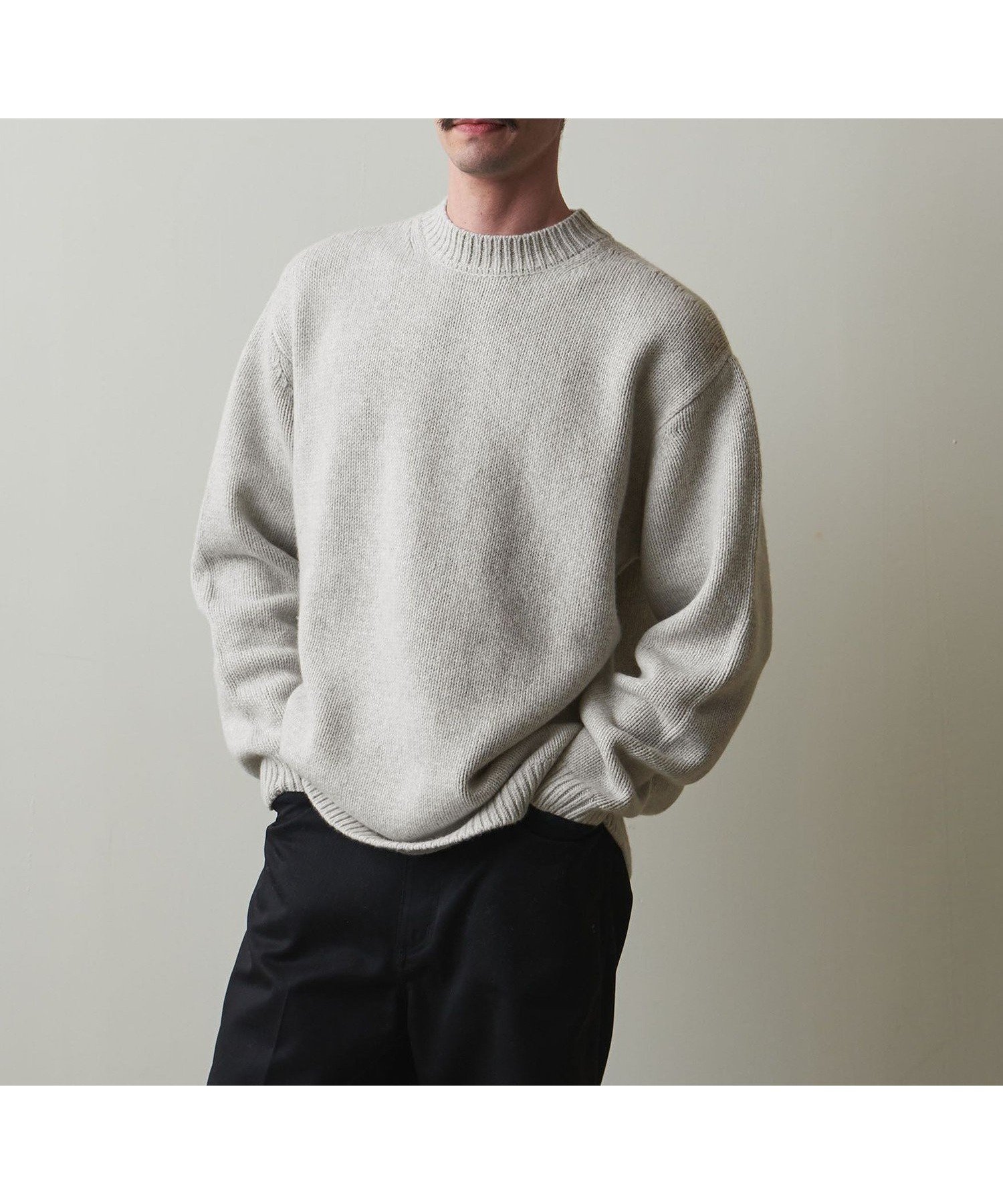 【ビューティ&ユース ユナイテッドアローズ/BEAUTY&YOUTH / UNITED ARROWS / MEN】のSteven Alan ハミルトンラムズウール モックネック ニット -LOOSE インテリア・キッズ・メンズ・レディースファッション・服の通販 founy(ファニー) 　ファッション　Fashion　メンズファッション　MEN　フィット　Fit　ベーシック　Basic　モックネック　Mock Neck　ルーズ　Loose　LT.GRAY|ID: prp329100004284656 ipo3291000000030051820