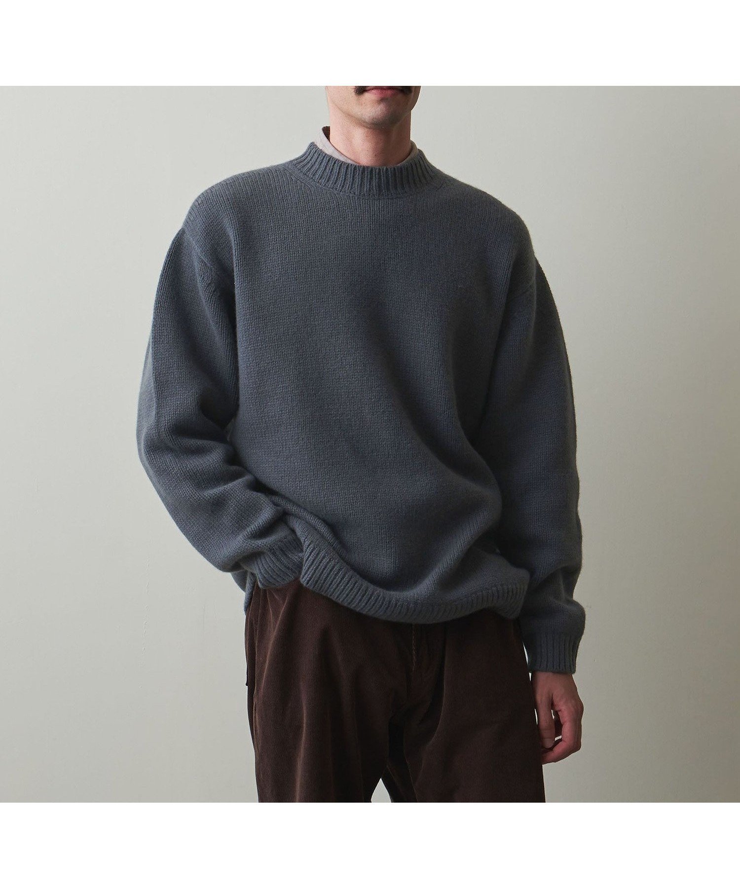 【ビューティ&ユース ユナイテッドアローズ/BEAUTY&YOUTH / UNITED ARROWS / MEN】のSteven Alan ハミルトンラムズウール モックネック ニット -LOOSE インテリア・キッズ・メンズ・レディースファッション・服の通販 founy(ファニー) 　ファッション　Fashion　メンズファッション　MEN　フィット　Fit　ベーシック　Basic　モックネック　Mock Neck　ルーズ　Loose　DK.GRAY|ID: prp329100004284656 ipo3291000000030051821