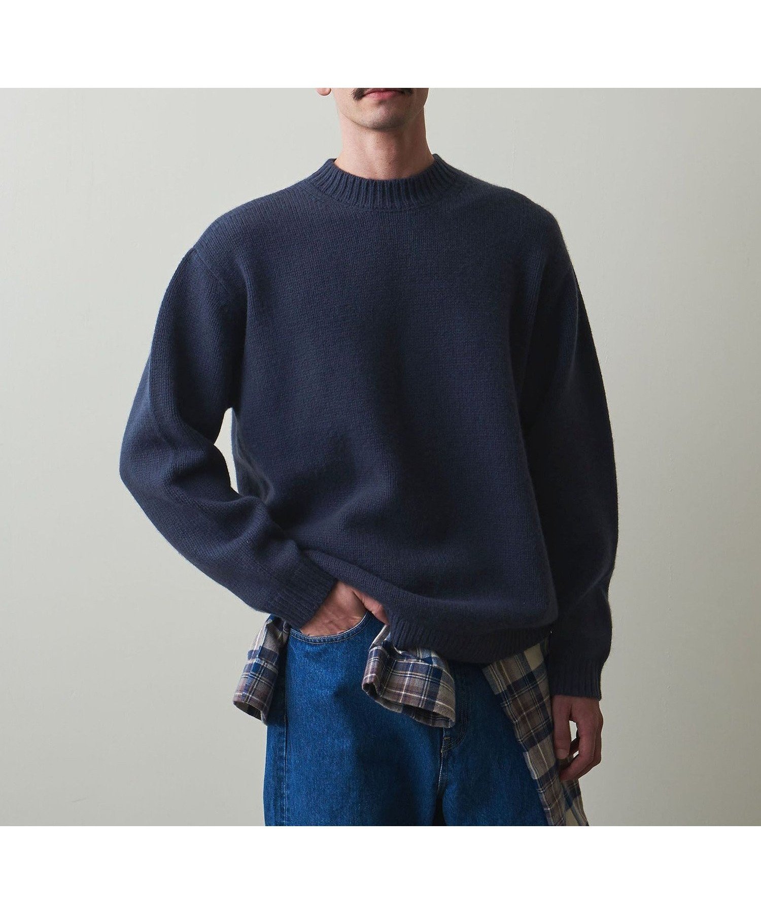 【ビューティ&ユース ユナイテッドアローズ/BEAUTY&YOUTH / UNITED ARROWS / MEN】のSteven Alan ハミルトンラムズウール モックネック ニット -LOOSE インテリア・キッズ・メンズ・レディースファッション・服の通販 founy(ファニー) 　ファッション　Fashion　メンズファッション　MEN　フィット　Fit　ベーシック　Basic　モックネック　Mock Neck　ルーズ　Loose　NAVY|ID: prp329100004284656 ipo3291000000030051823