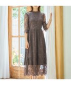 【ドレス/DRESS+】のレーススタンドカラーワンピースドレスパーティードレス ブラウン|ID: prp329100004284683 ipo3291000000030284543