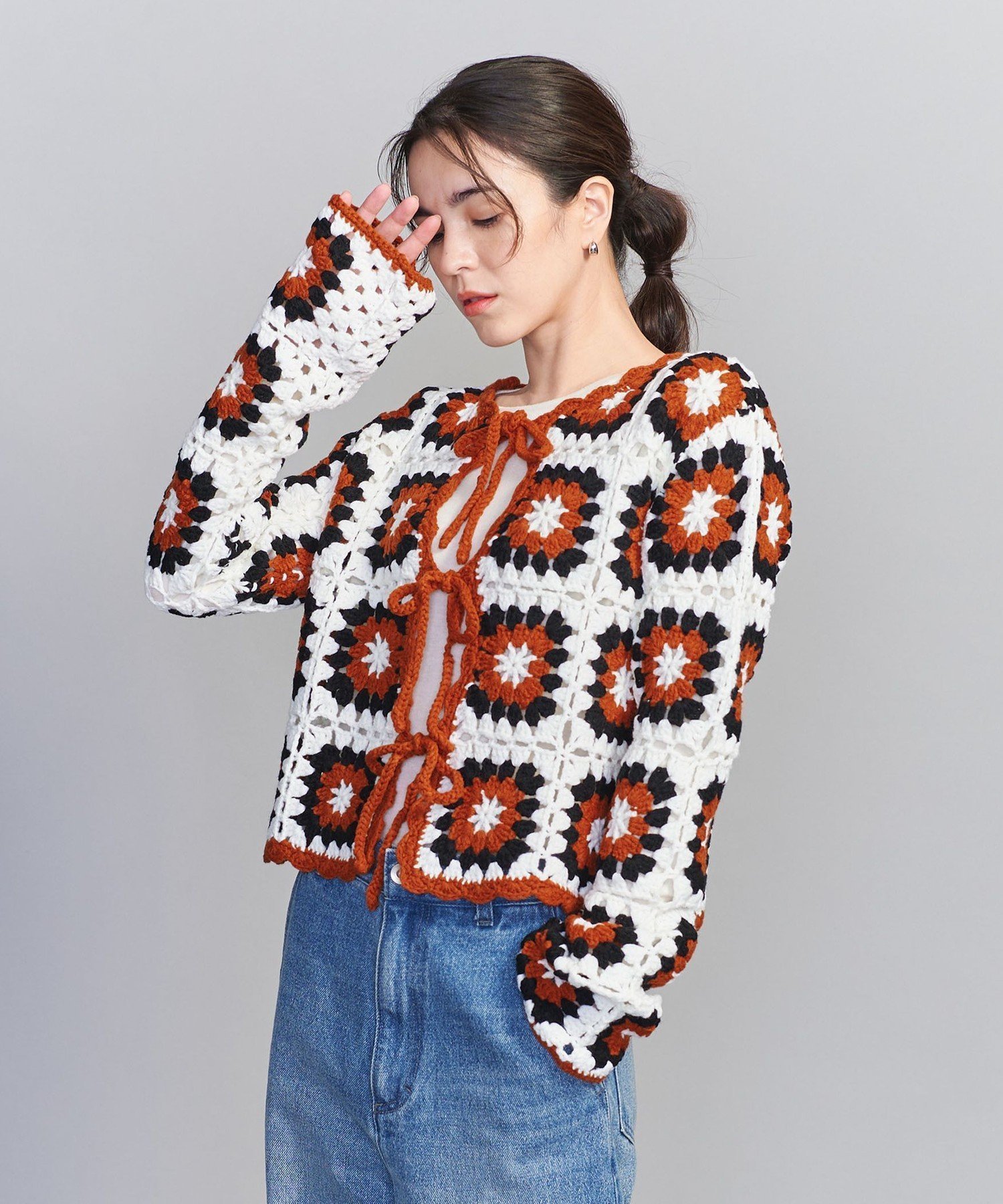 【ビューティ&ユース ユナイテッドアローズ/BEAUTY&YOUTH / UNITED ARROWS】の【別注】 LOGAN knitting mills クロシェニット カーディガン 人気、トレンドファッション・服の通販 founy(ファニー) 　ファッション　Fashion　レディースファッション　WOMEN　トップス・カットソー　Tops/Tshirt　ニット　Knit Tops　カーディガン　Cardigans　アクリル　Acrylic　インナー　Inner　洗える　Washable　カットソー　Cut And Sew　カーディガン　Cardigan　クロシェ　Crochet　スペシャル　Special　デニム　Denim　フェミニン　Feminine　フロント　Front　別注　Special Order　リボン　Ribbon　 other-1|ID: prp329100004292115 ipo3291000000029780738