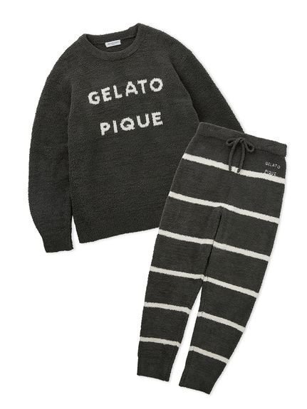 【ジェラートピケ オム/GELATO PIQUE HOMME / MEN】の【HOMME】パウダーロゴジャガードプルオーバー ロングパンツセット インテリア・キッズ・メンズ・レディースファッション・服の通販 founy(ファニー) 　ファッション　Fashion　メンズファッション　MEN　トップス・カットソー　Tops/Tshirt/Men　おすすめ　Recommend　ギフト プレゼント　Gift Present　セットアップ　Set Up　パウダー　Powder　プレーン　Plane　ボトム　Bottom　ボーダー　Border　ロング　Long　冬　Winter　CGRY[007]|ID: prp329100004294518 ipo3291000000030067771