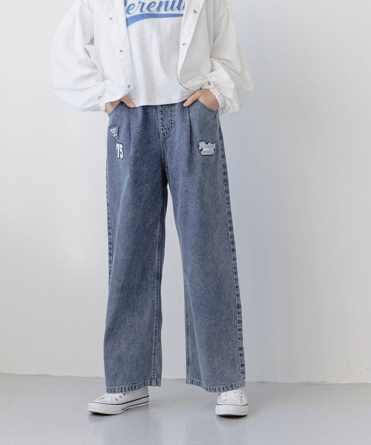 【グローバルワーク/GLOBAL WORK / KIDS】のGOODデニムワイドアソート/キッズ/147408 インテリア・キッズ・メンズ・レディースファッション・服の通販 founy(ファニー)  ファッション Fashion キッズファッション Fashion for Kids カットオフ Cut-Off Design ケミカル Chemical, Chemical Wash シンプル Simple, Minimal ダメージ Distressed, Destroyed デニム Denim, Jeans Material トレンド Trend, Trending Now 人気 Popular, Best Seller プリント Print, Printed Pattern ポケット Pocket, Pocket Detail リボン Ribbon, Bow ワイド Wide, Wide Fit ケミカルブルー85|ID: prp329100004294685 ipo3291000000033957498