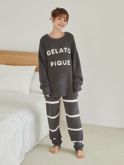 【ジェラート ピケ/gelato pique】のパウダーロゴジャガードプルオーバー ロングパンツセット 人気、トレンドファッション・服の通販 founy(ファニー) 　ファッション　Fashion　レディースファッション　WOMEN　パンツ　Pants　おすすめ　Recommend　ギフト プレゼント　Gift Present　セットアップ　Set Up　パウダー　Powder　プレーン　Plane　ボトム　Bottom　ボーダー　Border　ロング　Long　冬　Winter　 other-1|ID: prp329100004296586 ipo3291000000029902168