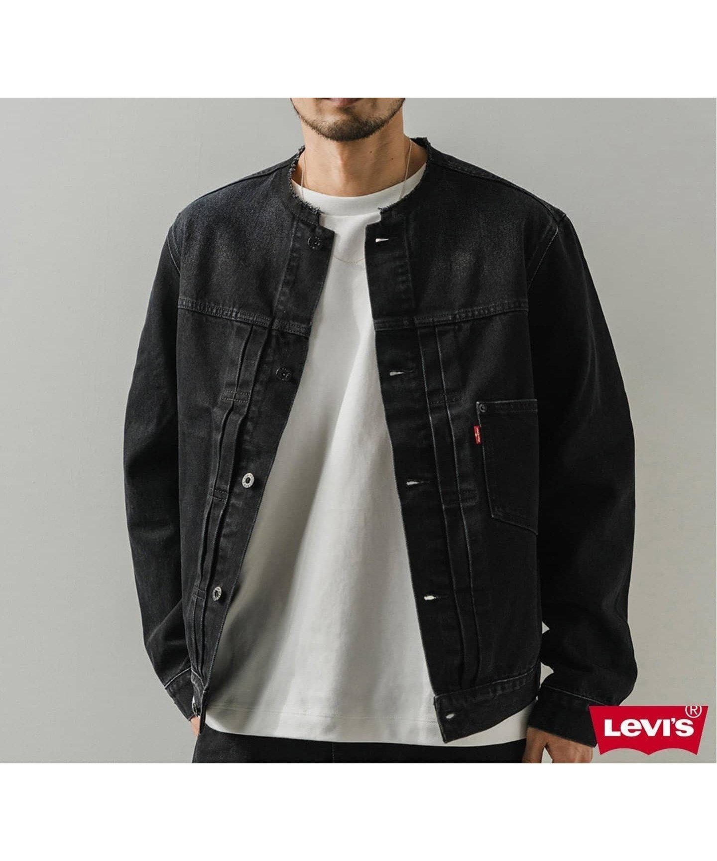 【エディフィス/EDIFICE / MEN】のLevi s(リーバイス) 別注 Type 1 Trucker Jacket BLACK COLLARLESS 人気、トレンドファッション・服の通販 founy(ファニー) 　ファッション　Fashion　メンズファッション　MEN　別注　Special Order　 other-1|ID: prp329100004296615 ipo3291000000029888474