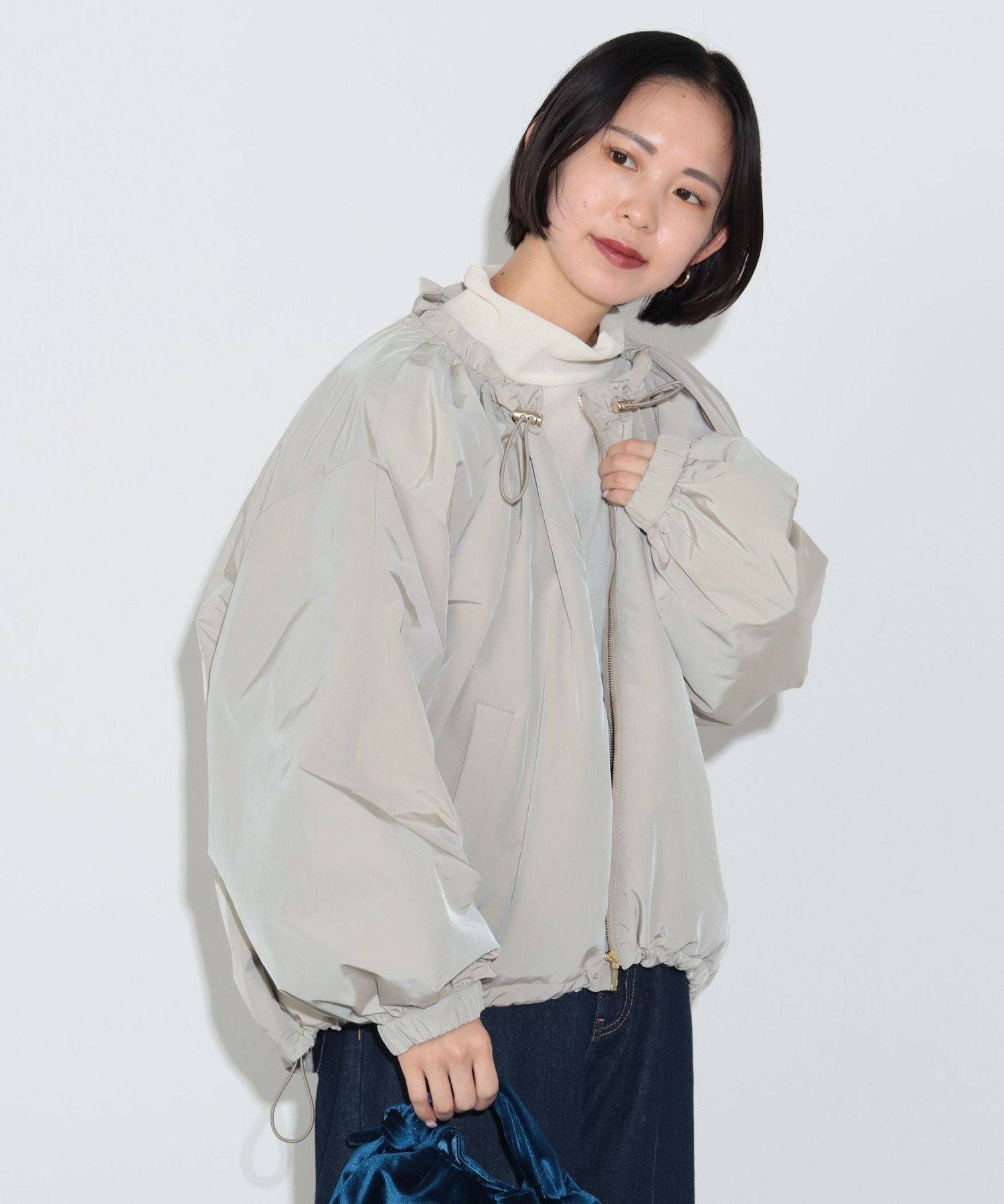 【ビームス ハート/BEAMS HEART】のスピンドル ブルゾン インテリア・キッズ・メンズ・レディースファッション・服の通販 founy(ファニー) 　ファッション　Fashion　レディースファッション　WOMEN　アウター　Coat Outerwear　ブルゾン　Blouson/Jackets　ウェーブ　Wave　ショート　Short　スウェット　Sweat　スピンドル　Spindle　デニム　Denim　バランス　Balance　ブルゾン　Blouson　おすすめ　Recommend　エレガント 上品　Elegant　BEIGE|ID: prp329100004301573 ipo3291000000029993873