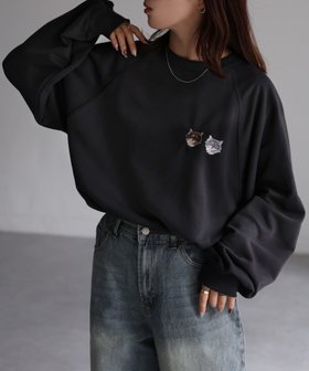 【リベリー/Riberry】のネコ刺繍ラグラン裏毛スウェット 人気、トレンドファッション・服の通販 founy(ファニー) ファッション Fashion レディースファッション WOMEN トップス・カットソー Tops/Tshirt パーカ Sweats スウェット Sweat おすすめ Recommend シンプル Simple スウェット Sweat トレンド Trend ネコ Cat ロング Long 吸水 Water Absorption 春 Spring A/W・秋冬 Aw・Autumn/Winter・Fw・Fall-Winter |ID:prp329100004303211