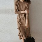 【メゾンドラティール/maison de LATIR】の大人フェミニンフリルニットワンピース 人気、トレンドファッション・服の通販 founy(ファニー) ファッション Fashion レディースファッション WOMEN ワンピース Dress ニットワンピース Knit Dresses エレガント 上品 Elegant フェミニン Feminine フリル Frills リップ Lip リボン Ribbon thumbnail ブラウン|ID: prp329100004304215 ipo3291000000029844005