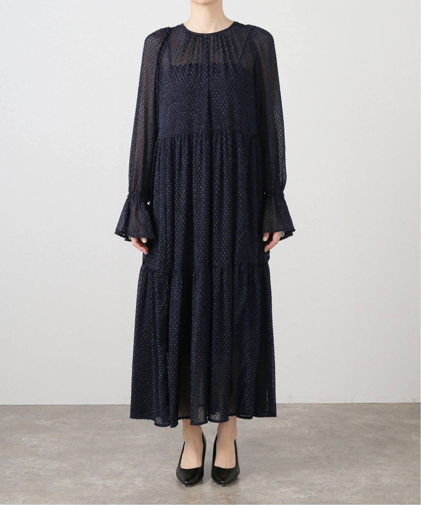 【スローブ イエナ/SLOBE IENA】のシアージャガードワンピース 人気、トレンドファッション・服の通販 founy(ファニー) 　ファッション　Fashion　レディースファッション　WOMEN　ワンピース　Dress　2024年　2024　2024-2025秋冬・A/W　Aw/Autumn/Winter/Fw/Fall/2024-2025　おすすめ　Recommend　インナー　Inner　カットジャガード　Cut Jacquard　キャミソール　Camisole　シアー　Sheer　スリーブ　Sleeve　タートル　Turtle　フェミニン　Feminine　ペチコート　Petticoat　ホリデーシーズン　Holiday　リボン　Ribbon　ロング　Long　 other-1|ID: prp329100004304224 ipo3291000000029844058