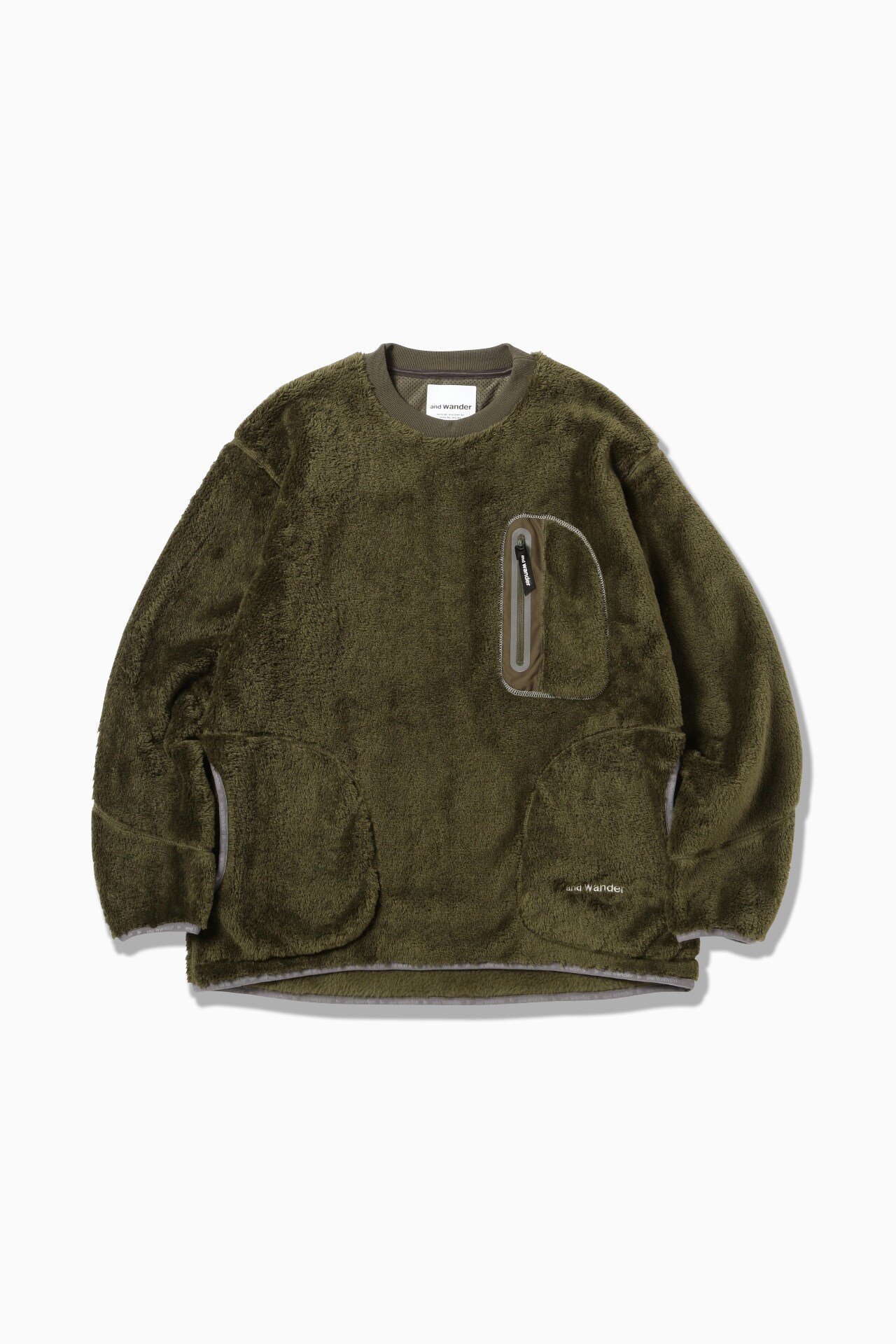 【アンドワンダー/and wander】のhigh loft fleece pullover インテリア・キッズ・メンズ・レディースファッション・服の通販 founy(ファニー) 　ファッション　Fashion　レディースファッション　WOMEN　トップス・カットソー　Tops/Tshirt　プルオーバー　Pullover　パターン　Pattern　khaki|ID: prp329100004304295 ipo3291000000029844440