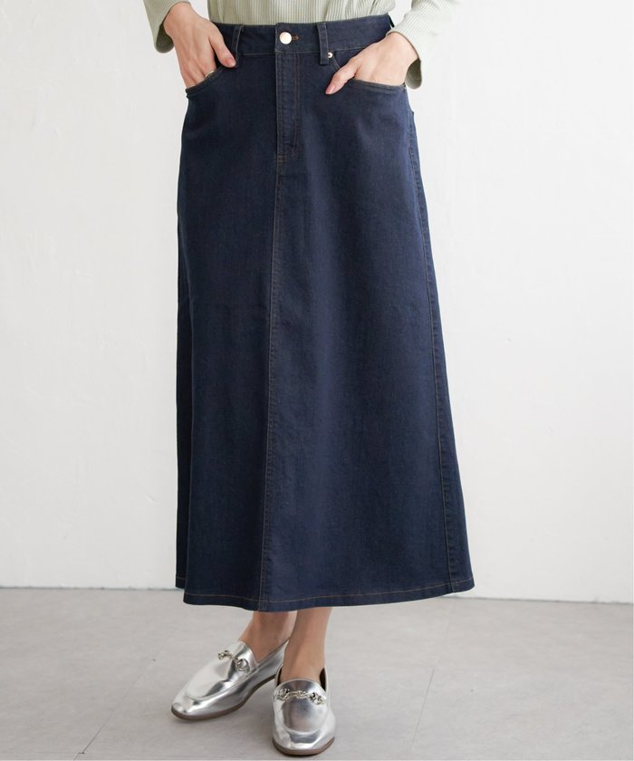 【イッカ/ikka】のデニムロングスカート インテリア・キッズ・メンズ・レディースファッション・服の通販 founy(ファニー) https://founy.com/ ファッション Fashion レディースファッション WOMEN スカート Skirt ロングスカート Long Skirt ストレッチ Stretch スリット Slit デニム Denim ベーシック Basic ポケット Pocket |ID: prp329100004309008 ipo3291000000032051778