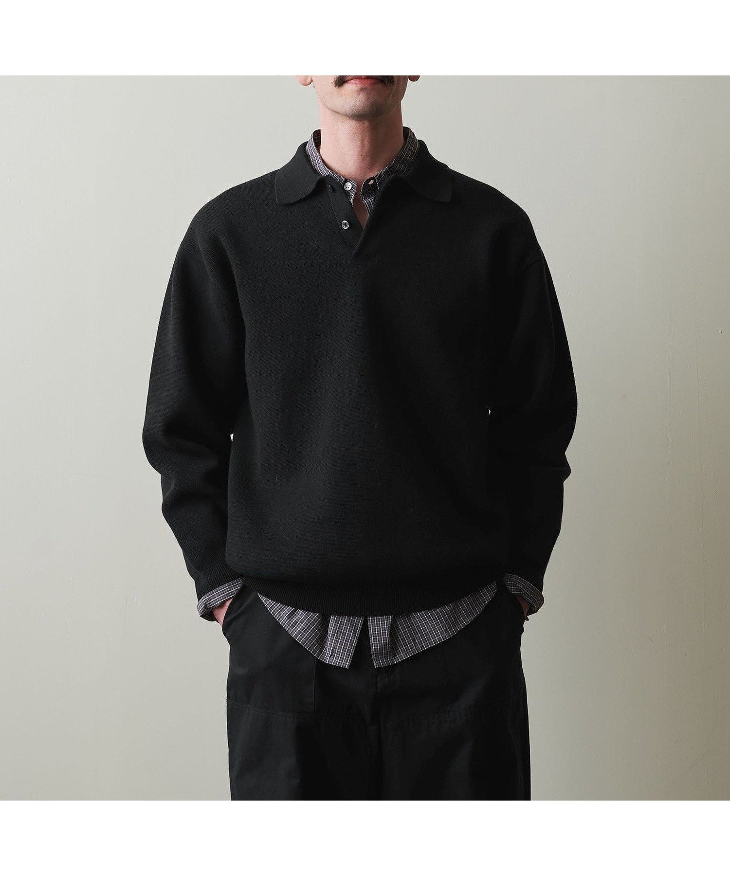 【ビューティ&ユース ユナイテッドアローズ/BEAUTY&YOUTH / UNITED ARROWS / MEN】のSteven Alan ミラノリブ ポロカラー ニット -LOOSE インテリア・キッズ・メンズ・レディースファッション・服の通販 founy(ファニー) 　ファッション　Fashion　メンズファッション　MEN　フィット　Fit　フラット　Flat　ミラノリブ　Milan Ribs　エレガント 上品　Elegant　冬　Winter　BLACK|ID: prp329100004310421 ipo3291000000030303391