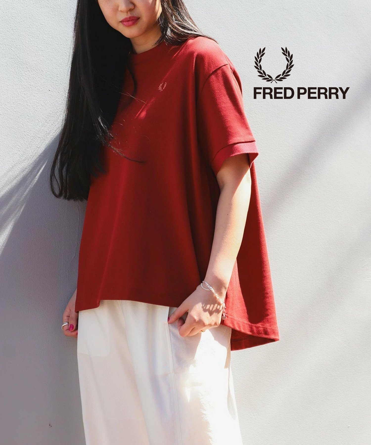 【ビームス ウイメン/BEAMS】の【6/26 9 59までポイント15倍】【別注/ベーシック/ゆったり】FRED PERRY / Reluxed Pique T-shirt フレッドペリー ピケTシャツ スポーツミックス インテリア・キッズ・メンズ・レディースファッション・服の通販 founy(ファニー) 　ファッション　Fashion　レディースファッション　Ladies' Fashion Online　トップス・カットソー　Tops/Tshirt　シャツ/ブラウス　Shirts/Blouses　ロング / Tシャツ　T-Shirts　鹿の子　Pique　スポーツ　Sports　ビッグ　Big　フレア　Flare　ベーシック　Basic　別注　Special Order　ミックス　Mix　おすすめ　Recommend　BURNT_RED|ID: prp329100004311123 ipo3291000000032611279