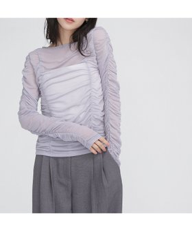 【ナチュラル ビューティー ベーシック/NATURAL BEAUTY BASIC】のシャーリングシアートップス 人気、トレンドファッション・服の通販 founy(ファニー) ファッション Fashion レディースファッション WOMEN トップス・カットソー Tops/Tshirt インナー Inner コンパクト Compact シャーリング Shirring |ID:prp329100004311140