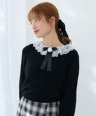 【マジェスティック レゴン/MAJESTIC LEGON】のリボンブローチ付レース襟ニット 人気、トレンドファッション・服の通販 founy(ファニー) ファッション Fashion レディースファッション WOMEN トップス・カットソー Tops/Tshirt ニット Knit Tops おすすめ Recommend ガーリー Girly コンパクト Compact ショート Short シンプル Simple ダウン Down デニム Denim バランス Balance フィット Fit ブローチ Brooch ボトム Bottom モチーフ Motif リボン Ribbon レース Race ロマンティック Romantic ローズ Rose 再入荷 Restock/Back In Stock/Re Arrival thumbnail ブラック|ID: prp329100004311270 ipo3291000000029893634