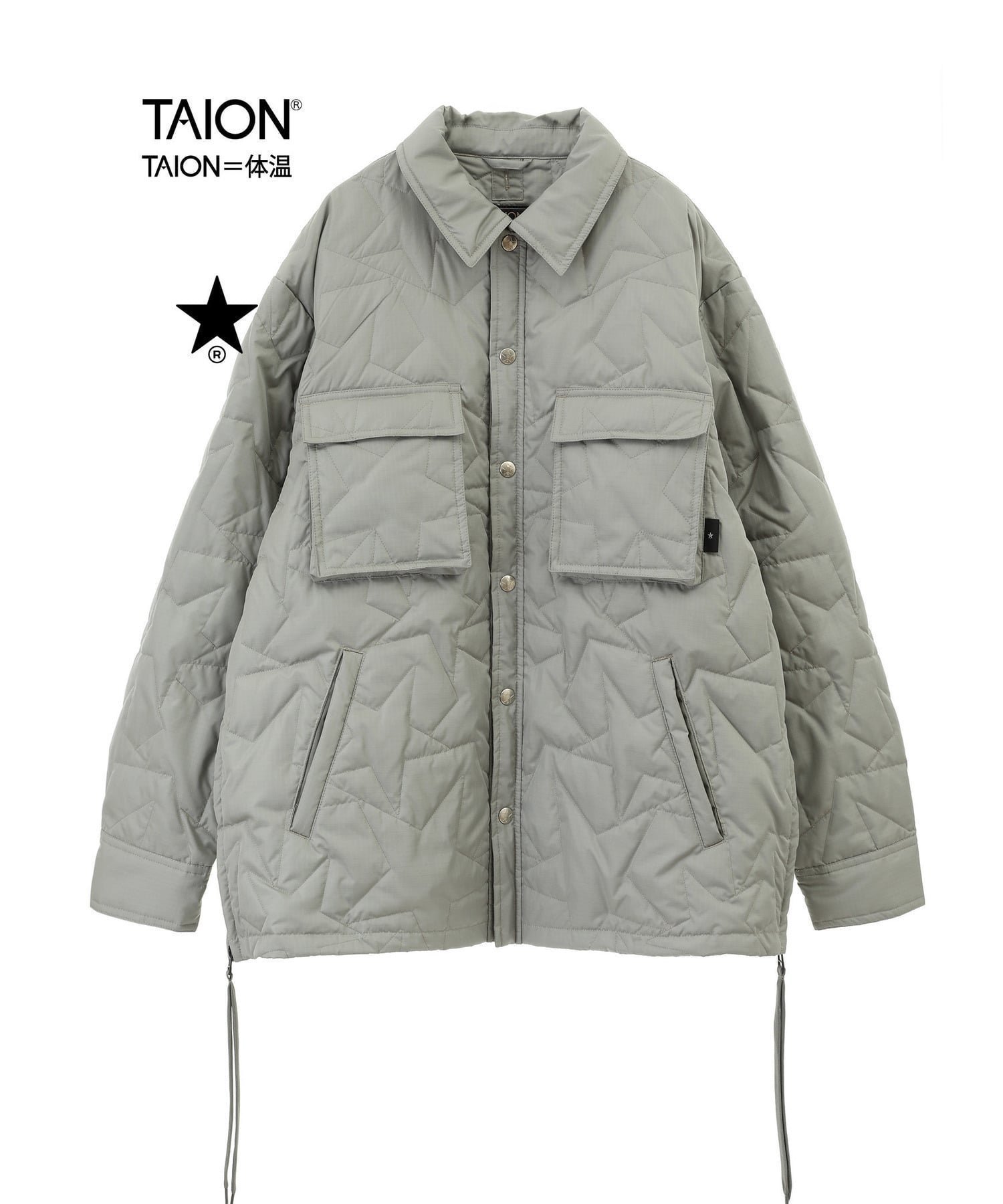 【コンバーストウキョウ/CONVERSE TOKYO】の【TAION】MILITARY STAR QUILTING CPO JACKET インテリア・キッズ・メンズ・レディースファッション・服の通販 founy(ファニー) 　ファッション　Fashion　レディースファッション　WOMEN　アウター　Coat Outerwear　ジャケット　Jackets　アウトドア　Outdoor　キルティング　Quilting　キルト　Quilt　コラボ　Collaboration　ジャケット　Jacket　スウェット　Sweat　スペシャル　Special　スリット　Slit　ダウン　Down　ダブル　Double　バンダナ　Bandana　パターン　Pattern　パーカー　Hoodie　フラップ　Flap　フロント　Front　ベーシック　Basic　ボタニカル　Botanical　ボトム　Bottom　ポケット　Pocket　別注　Special Order　羽織　Haori　ミリタリー　Military　リップ　Lip　レース　Race　ロング　Long　おすすめ　Recommend　セージグリーン|ID: prp329100004312776 ipo3291000000030051487