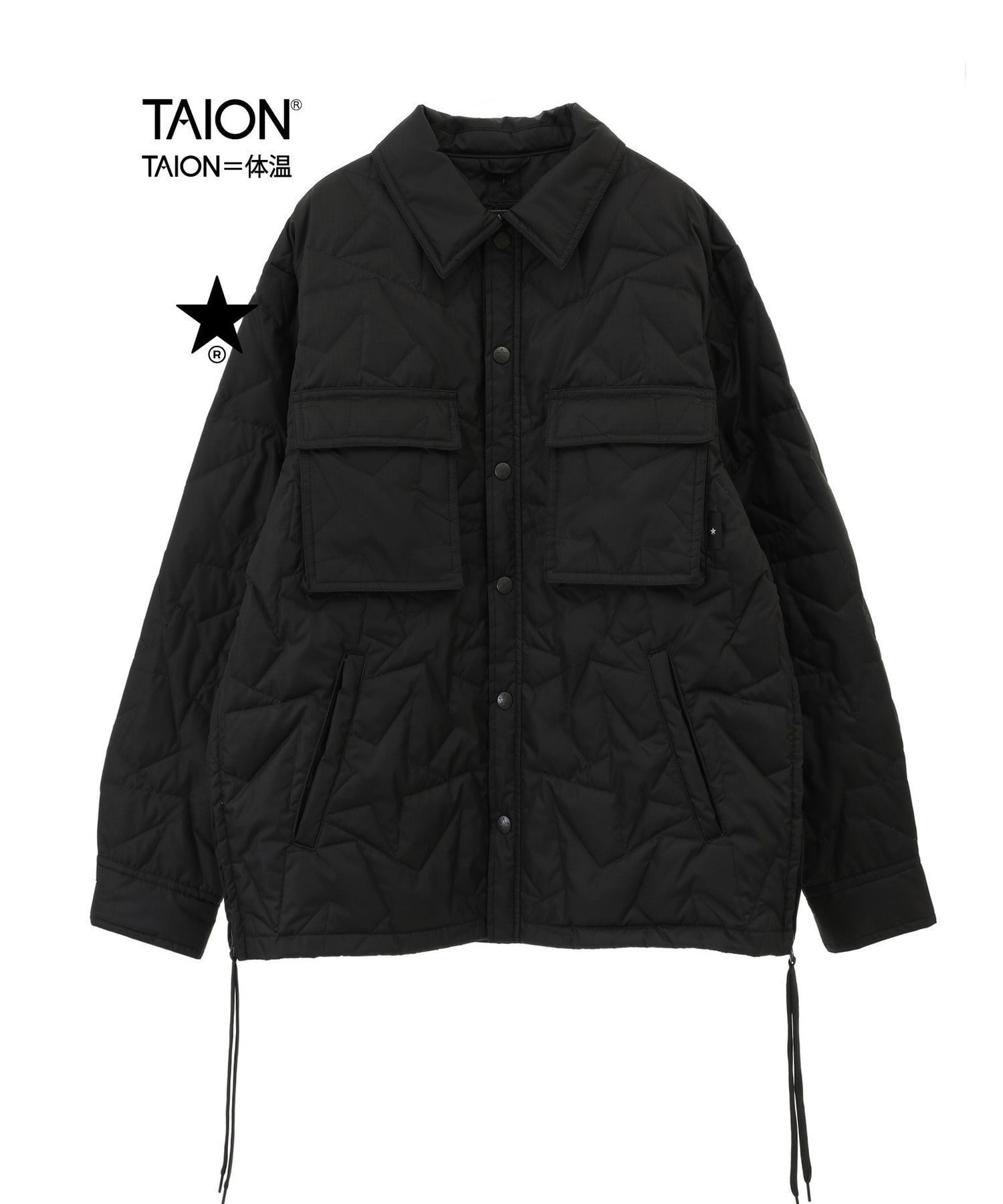 【コンバーストウキョウ/CONVERSE TOKYO】の【TAION】MILITARY STAR QUILTING CPO JACKET インテリア・キッズ・メンズ・レディースファッション・服の通販 founy(ファニー) 　ファッション　Fashion　レディースファッション　WOMEN　アウター　Coat Outerwear　ジャケット　Jackets　アウトドア　Outdoor　キルティング　Quilting　キルト　Quilt　コラボ　Collaboration　ジャケット　Jacket　スウェット　Sweat　スペシャル　Special　スリット　Slit　ダウン　Down　ダブル　Double　バンダナ　Bandana　パターン　Pattern　パーカー　Hoodie　フラップ　Flap　フロント　Front　ベーシック　Basic　ボタニカル　Botanical　ボトム　Bottom　ポケット　Pocket　別注　Special Order　羽織　Haori　ミリタリー　Military　リップ　Lip　レース　Race　ロング　Long　おすすめ　Recommend　ブラック|ID: prp329100004312776 ipo3291000000030051491