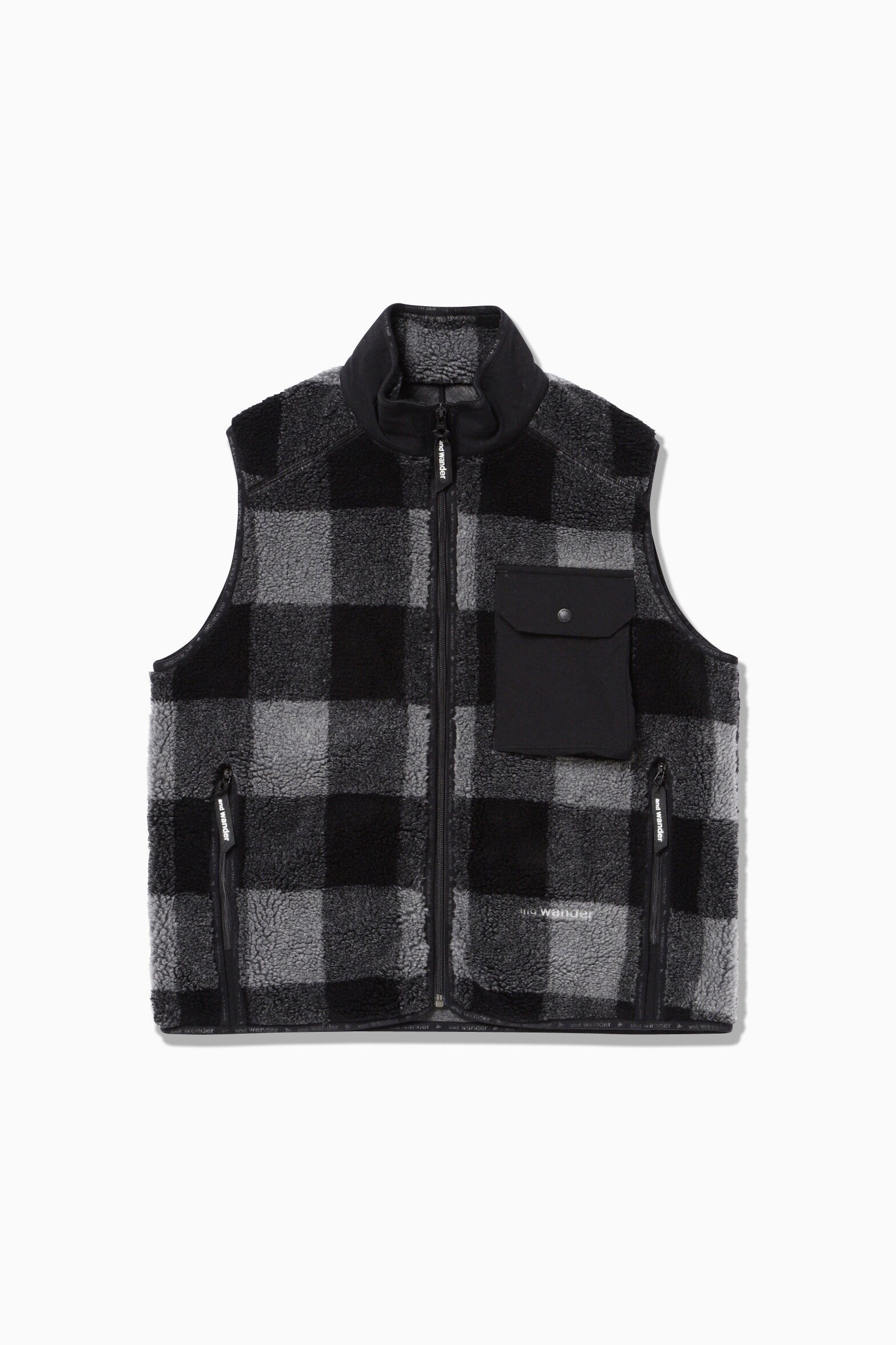 【アンドワンダー/and wander】のcheck boa vest インテリア・キッズ・メンズ・レディースファッション・服の通販 founy(ファニー) 　ファッション　Fashion　レディースファッション　WOMEN　アウター　Coat Outerwear　トップス・カットソー　Tops/Tshirt　ベスト/ジレ　Gilets/Vests　クラシック　Classic　ボンディング　Bonding　ポケット　Pocket　gray|ID: prp329100004312877 ipo3291000000029907705