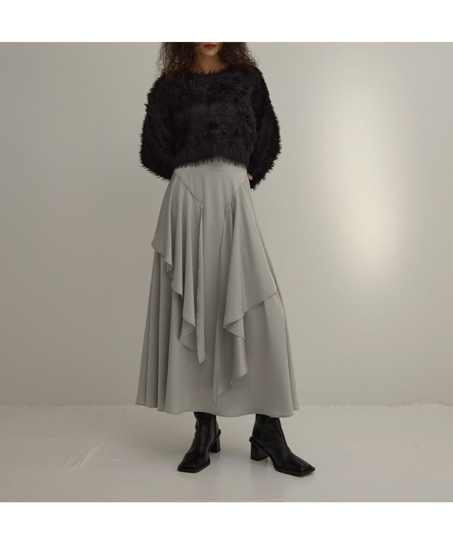 【ミエリインヴァリアント/MIELIINVARIANT】のLayer Drape Polish Skirt インテリア・キッズ・メンズ・レディースファッション・服の通販 founy(ファニー) 　ファッション　Fashion　レディースファッション　WOMEN　スカート　Skirt　アシンメトリー　Asymmetry　オケージョン　Occasion　SILVER|ID: prp329100004314068 ipo3291000000029916113