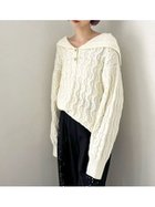 【リリーブラウン/Lily Brown】のセーラーカラーケーブルニット 人気、トレンドファッション・服の通販 founy(ファニー) ファッション Fashion レディースファッション WOMEN トップス・カットソー Tops/Tshirt ニット Knit Tops おすすめ Recommend アイレット Eyelet ミックス Mix メタル Metal ルーズ Loose 人気 Popularity thumbnail WHT[001]|ID: prp329100004314215 ipo3291000000029917459