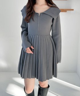 【ヘザー/Heather】のZIPプリーツニットミニワンピース 人気、トレンドファッション・服の通販 founy(ファニー) ファッション Fashion レディースファッション WOMEN ワンピース Dress おすすめ Recommend オフショル Off Shoulder スリット Slit プリーツ Pleats ロング Long エレガント 上品 Elegant 人気 Popularity |ID:prp329100004314237