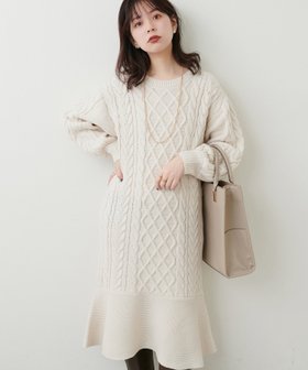 【ナチュラルクチュール/natural couture】の【WEB限定】裾フレアケーブルニットワンピース 人気、トレンドファッション・服の通販 founy(ファニー) ファッション Fashion レディースファッション WOMEN ワンピース Dress ニットワンピース Knit Dresses 2025年 2025 2025春夏・S/S Ss,Spring/Summer,2025 インナー Inner トレンド Trend ハイネック High Neck フレア Flare ロング Long 今季 This Season |ID:prp329100004314967