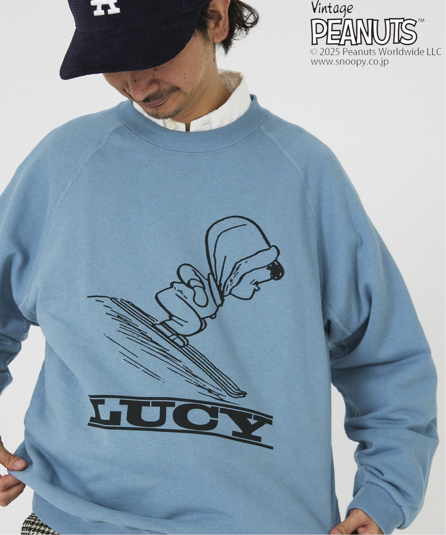 【ジャーナルスタンダード レリューム/JOURNAL STANDARD relume / MEN】のPEANUTS*SPORTS WEAR by relume 別注 クルーネック スウェット HOLIDAY インテリア・キッズ・メンズ・レディースファッション・服の通販 founy(ファニー) 　ファッション　Fashion　メンズファッション　MEN　キャラクター　Character　スウェット　Sweat　スポーツ　Sports　スリーブ　Sleeve　ビンテージ　Vintage　プリント　Print　別注　Special Order　モチーフ　Motif　おすすめ　Recommend　犬　Dog　ホリデーシーズン　Holiday　ブルー A|ID: prp329100004318400 ipo3291000000030287085