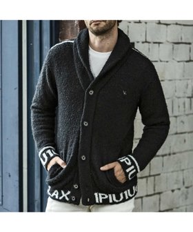 【シフォン/SHIFFON / MEN】の1PIU1UGUALE3 RELAX/USK-24045 裾ロゴショールカラーニットカーディガン 人気、トレンドファッション・服の通販 founy(ファニー) ファッション Fashion メンズファッション MEN バランス Balance リラックス Relax |ID:prp329100004319411